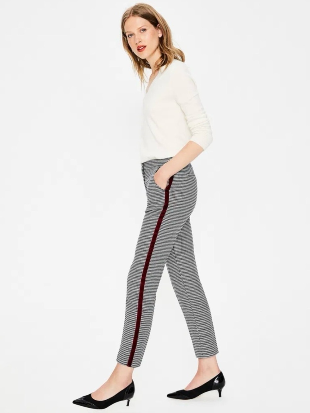 Boden Pants British Tweed 7/8 Trousers Wool Blend Houndstooth Sz 12R NWT New